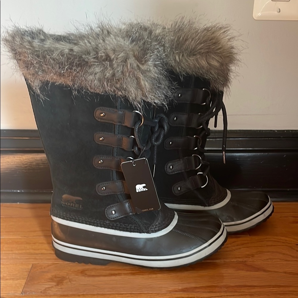 NWT Sorel Black Fur-Lined Winter Boots
